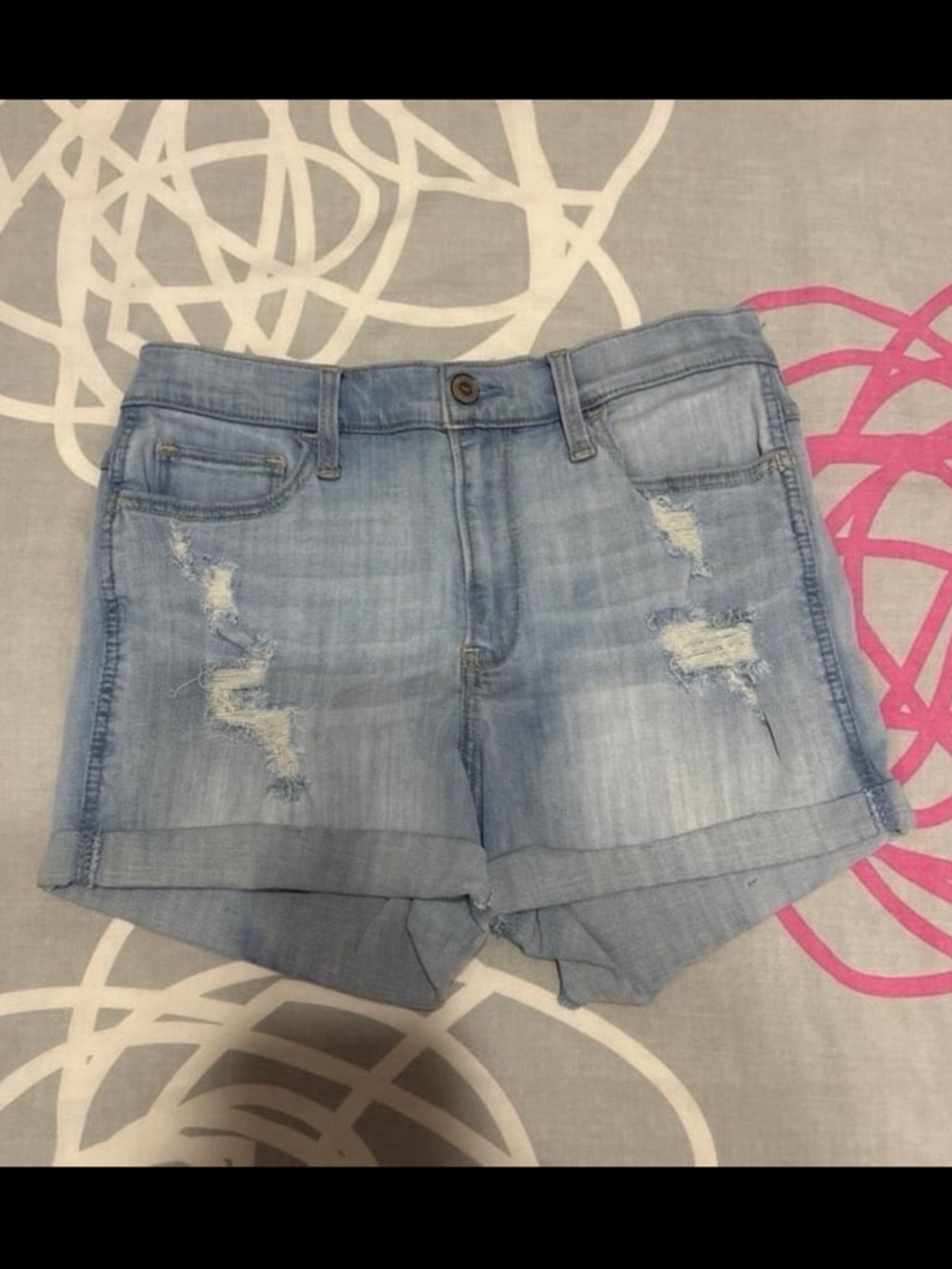 Hollister High-Rise Light Wash Ripped Jean Shorts